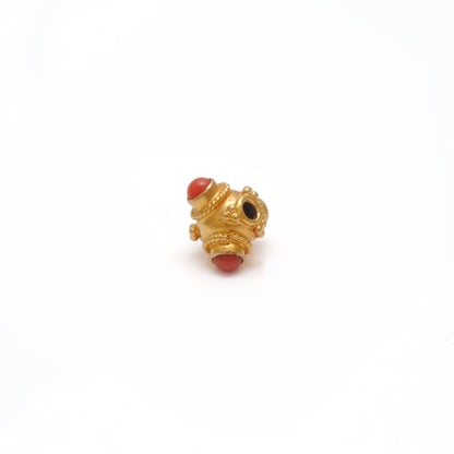 18K Gold Spacer Beads Coral Stone Triangle DIY Craft