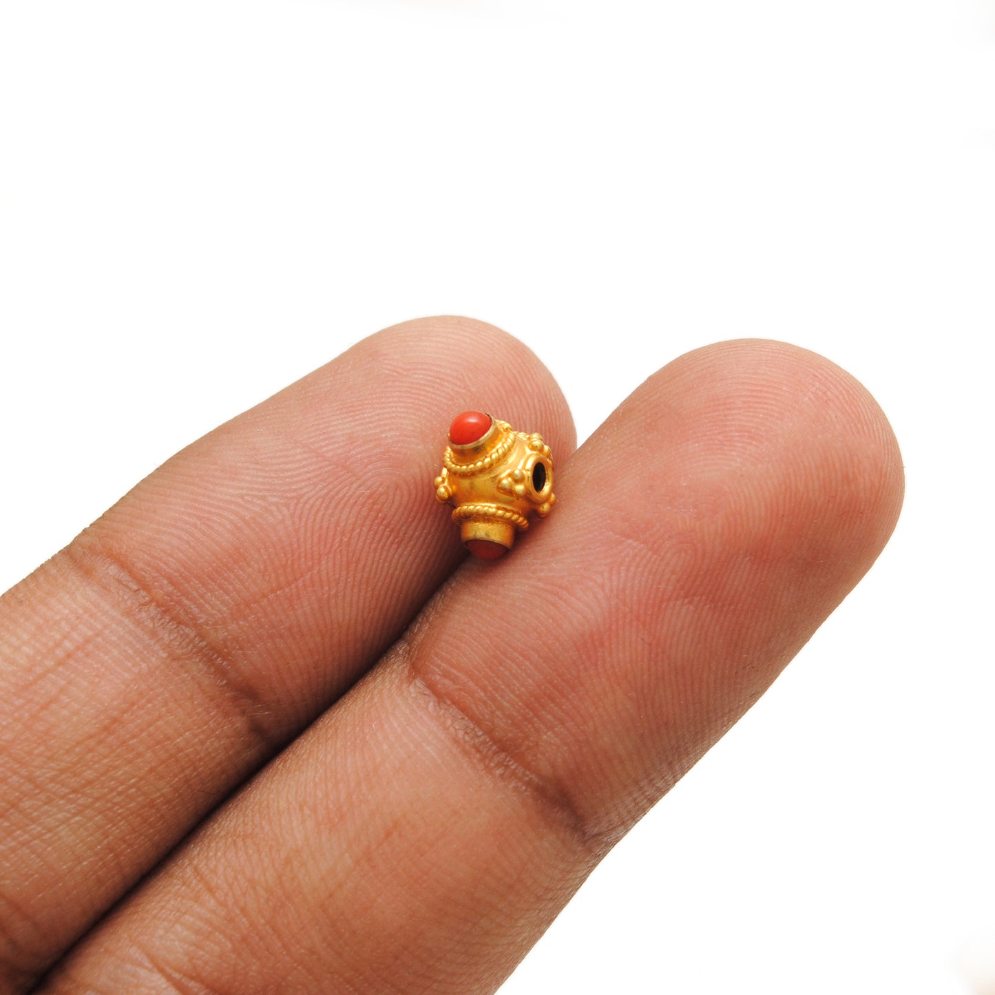 18K Gold Spacer Beads Coral Stone Triangle DIY Craft