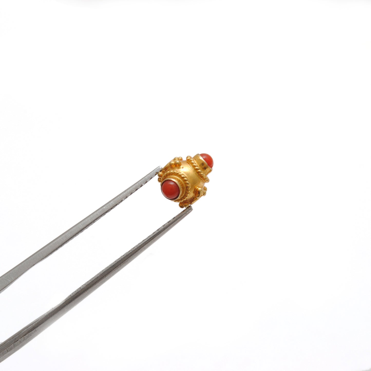 18K Gold Spacer Beads Coral Stone Triangle DIY Craft