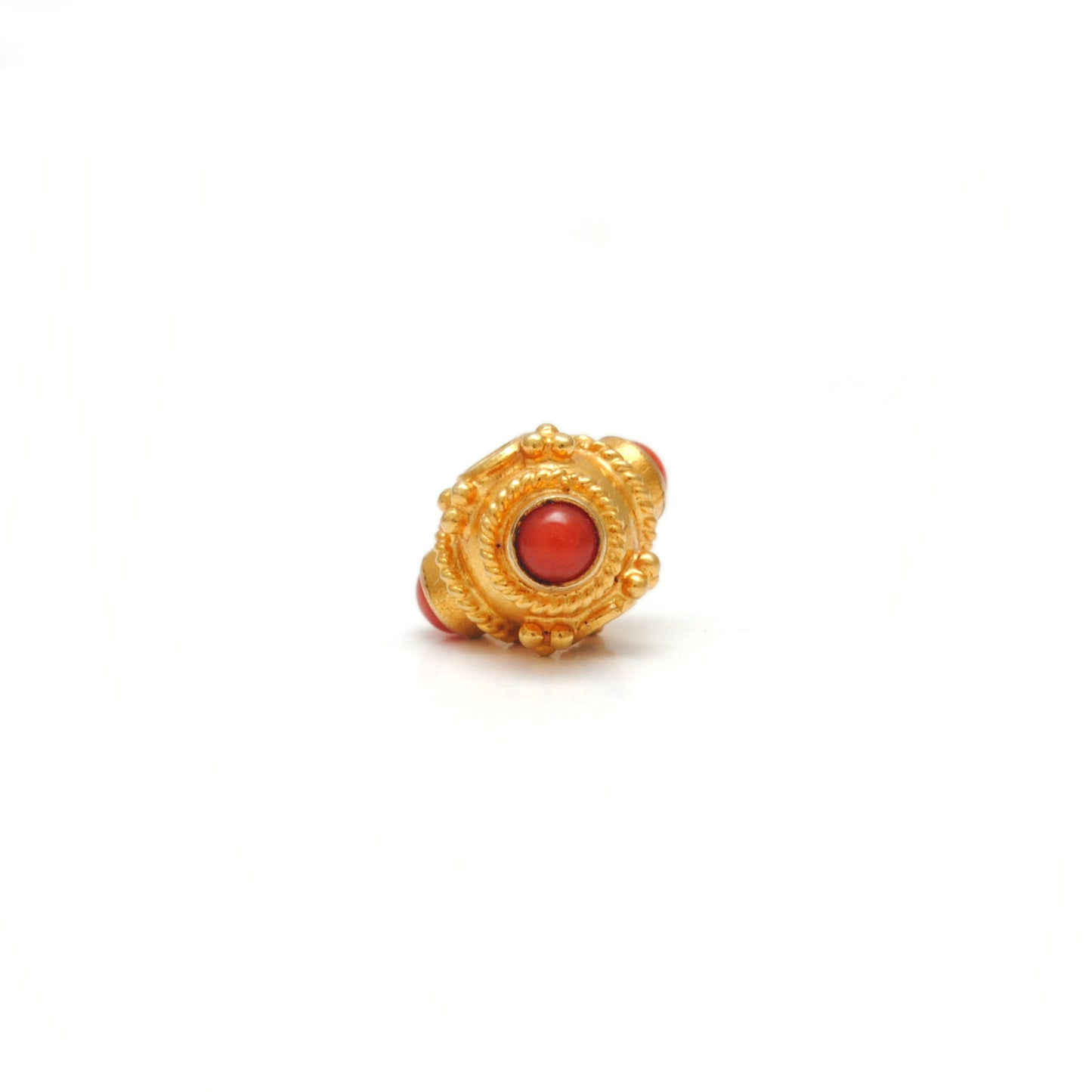 18K Gold Spacer Beads Coral Stone Triangle DIY Craft