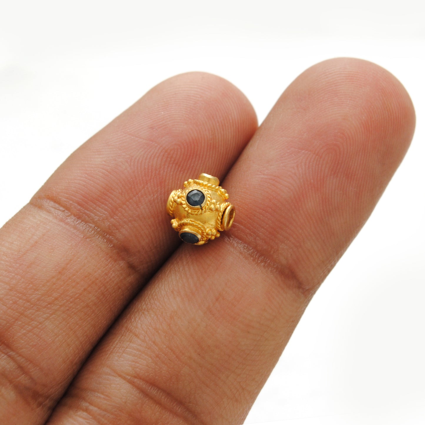 18K Solid Yellow Gold Emerald Round Spacer Beads