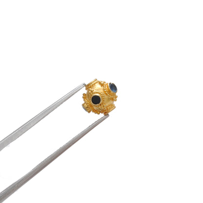 18K Solid Yellow Gold Emerald Round Spacer Beads