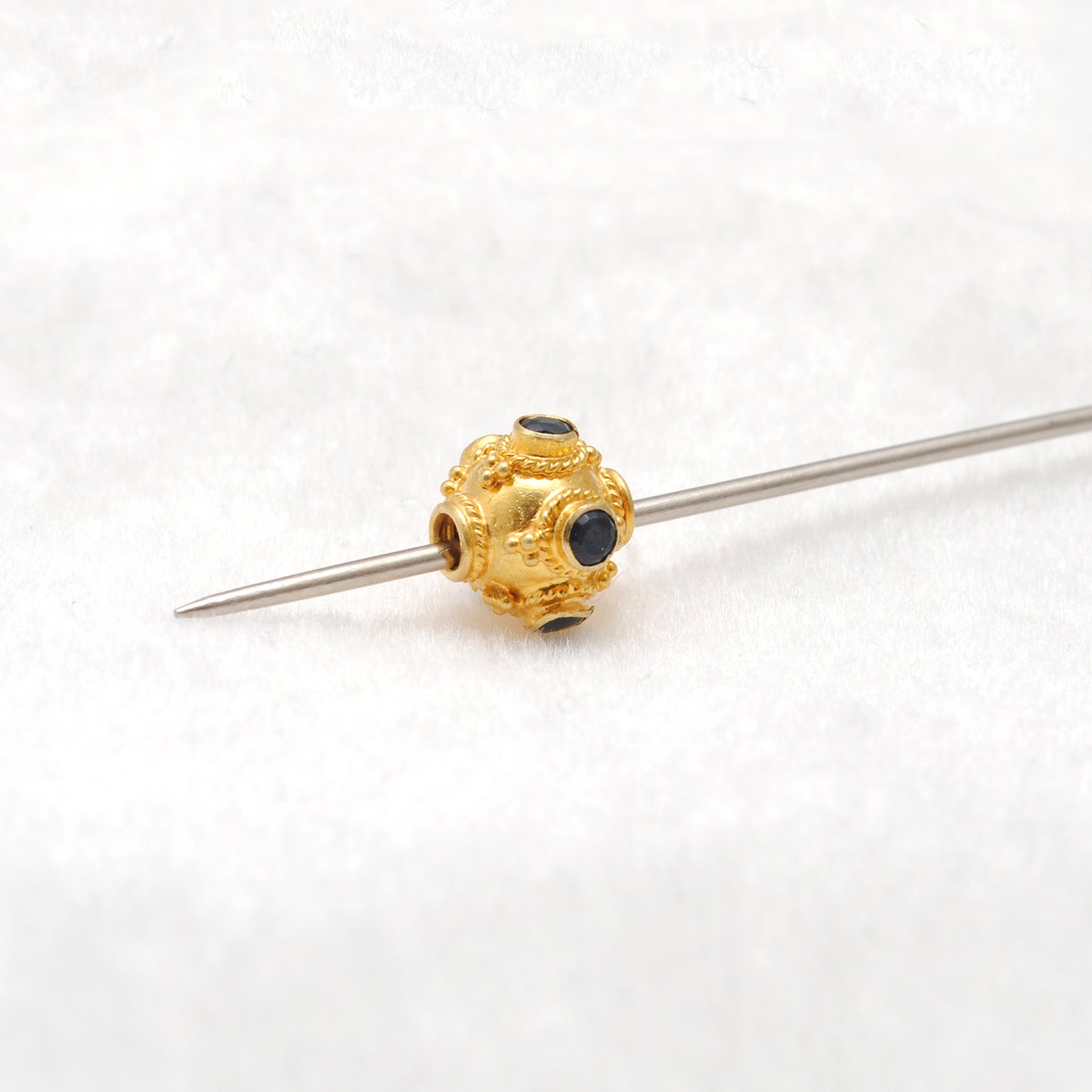 18K Solid Yellow Gold Emerald Round Spacer Beads