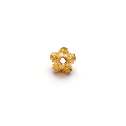 18K Solid Yellow Gold Emerald Round Spacer Beads