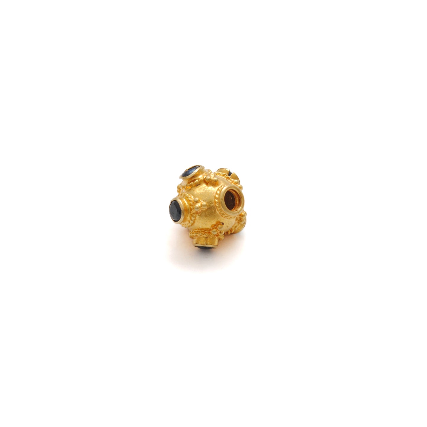 18K Solid Yellow Gold Emerald Round Spacer Beads