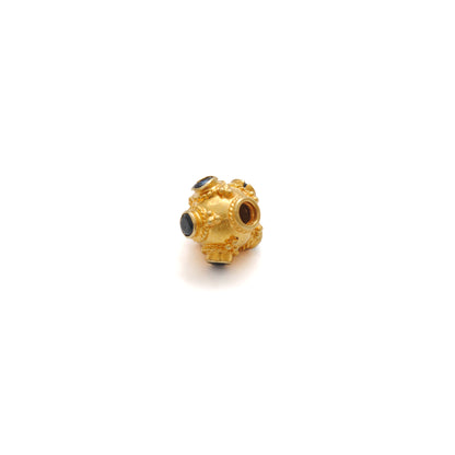 18K Solid Yellow Gold Emerald Round Spacer Beads