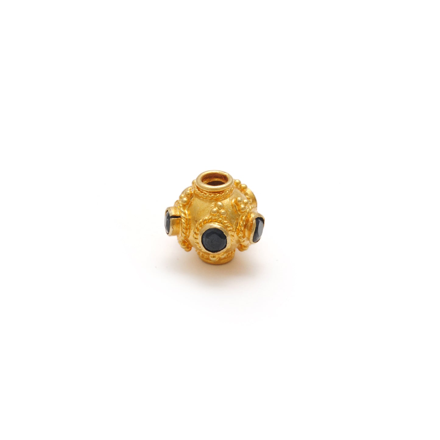 18K Solid Yellow Gold Emerald Round Spacer Beads
