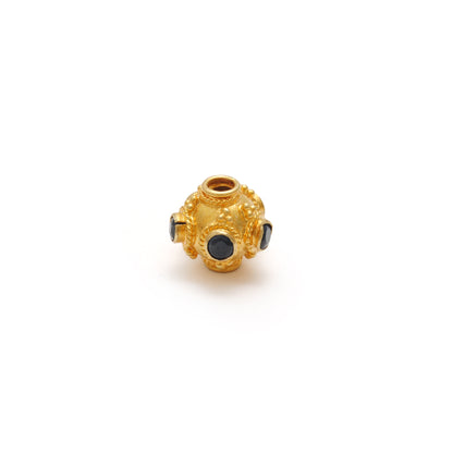 18K Solid Yellow Gold Emerald Round Spacer Beads