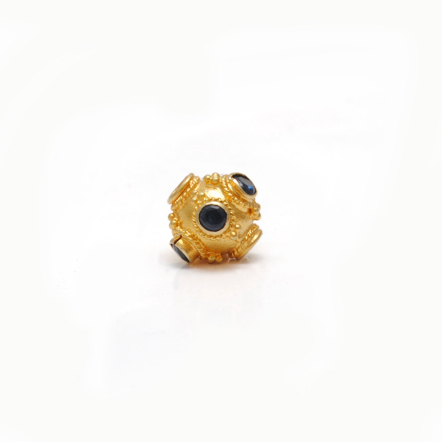 18K Solid Yellow Gold Emerald Round Spacer Beads