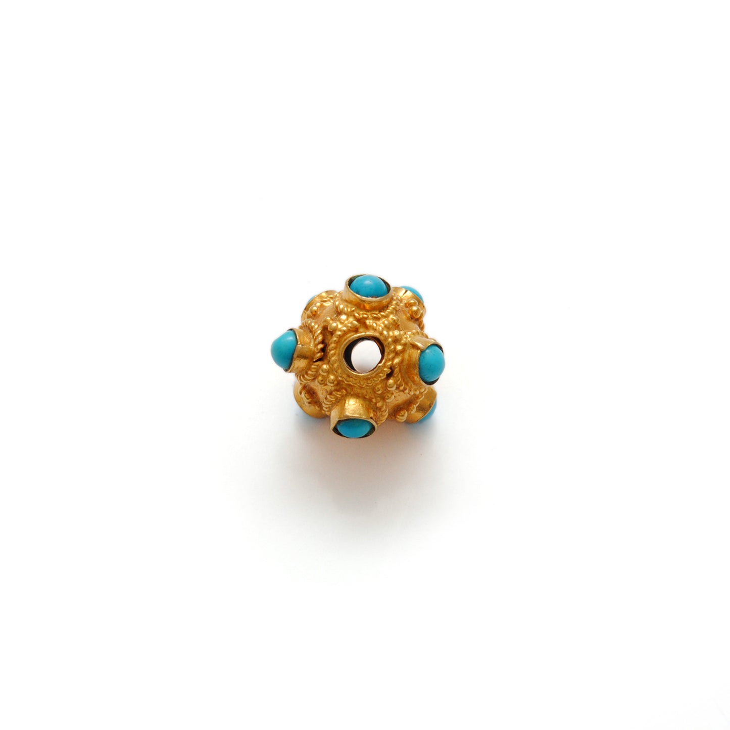 18k Solid Yellow Gold Turquoise Spacer Beads 8mm