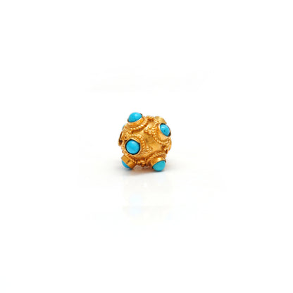 18k Solid Yellow Gold Turquoise Spacer Beads 8mm