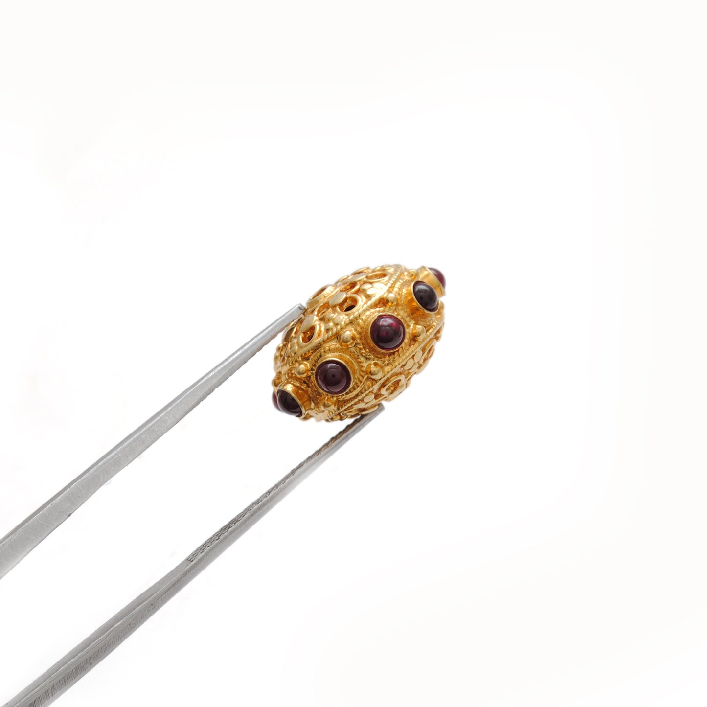 18k Solid Yellow Gold Ruby Wheel Spacer Beads 14x10mm