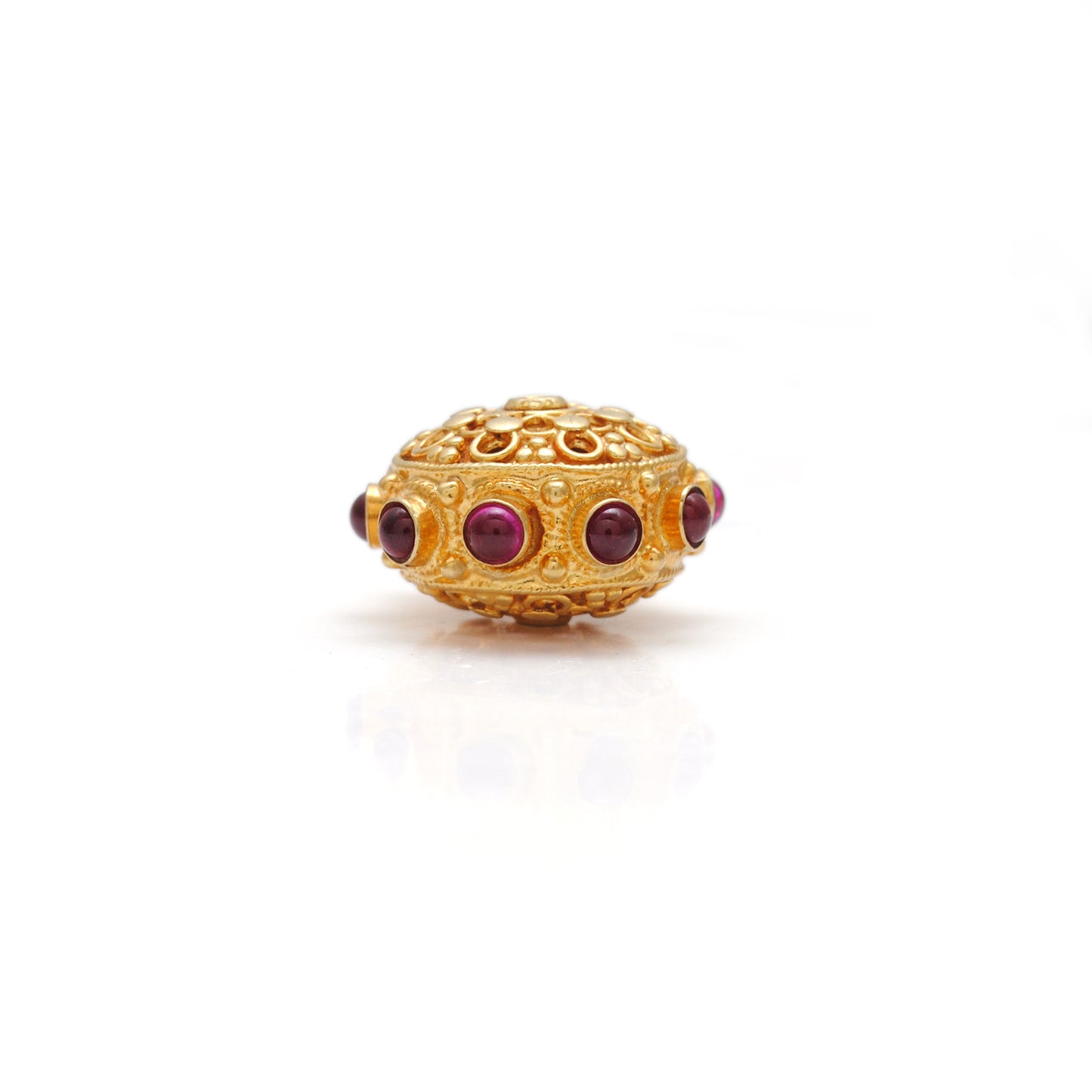 18k Solid Yellow Gold Ruby Wheel Spacer Beads 14x10mm