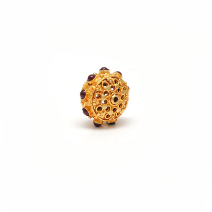 18k Solid Yellow Gold Ruby Wheel Spacer Beads 14x10mm