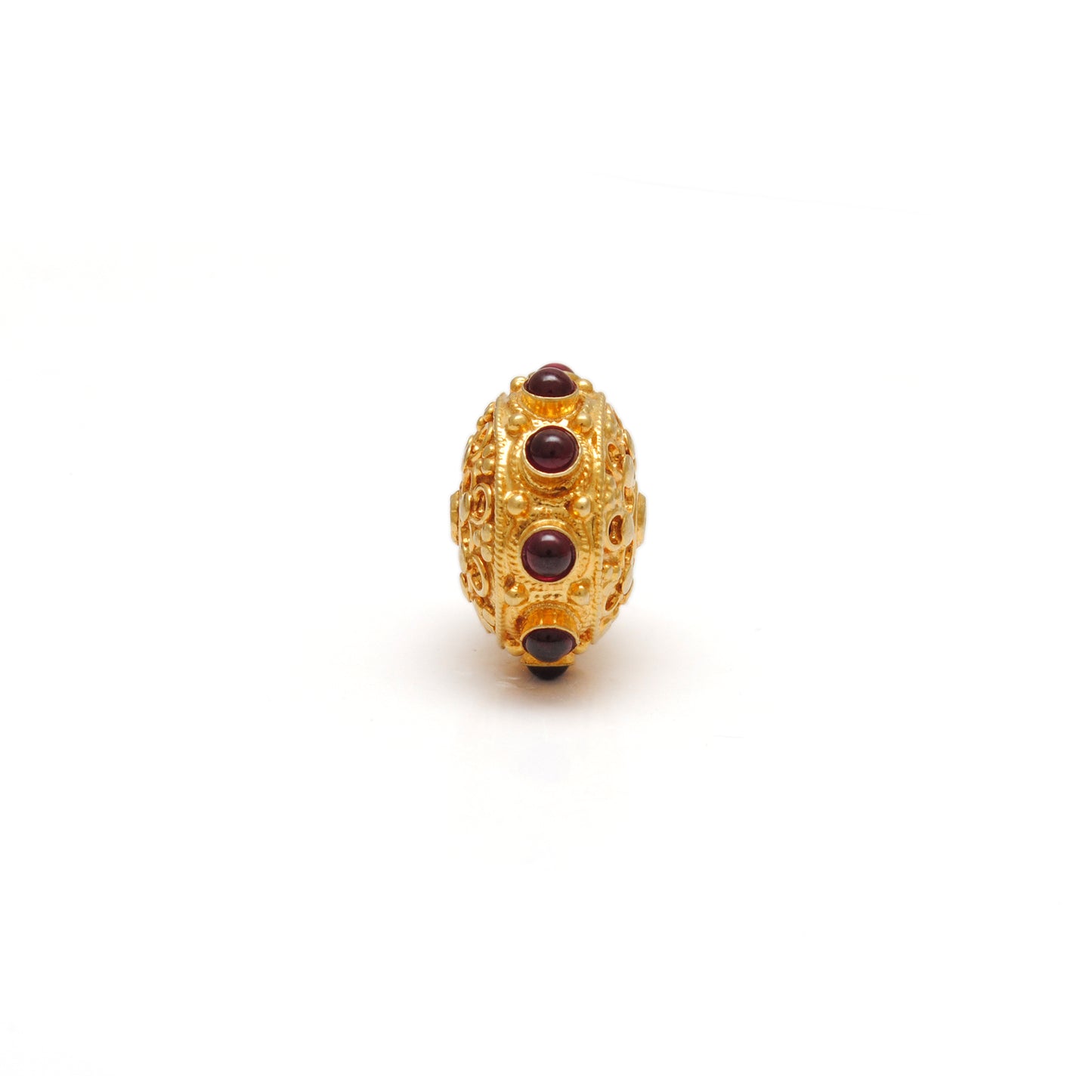 18k Solid Yellow Gold Ruby Wheel Spacer Beads 14x10mm