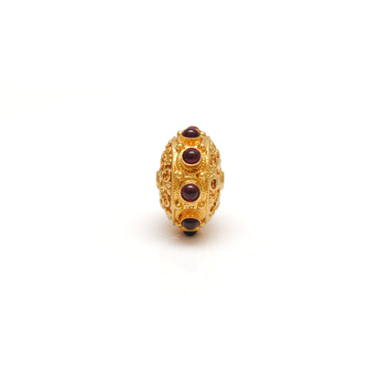 18k Solid Yellow Gold Ruby Wheel Spacer Beads 14x10mm