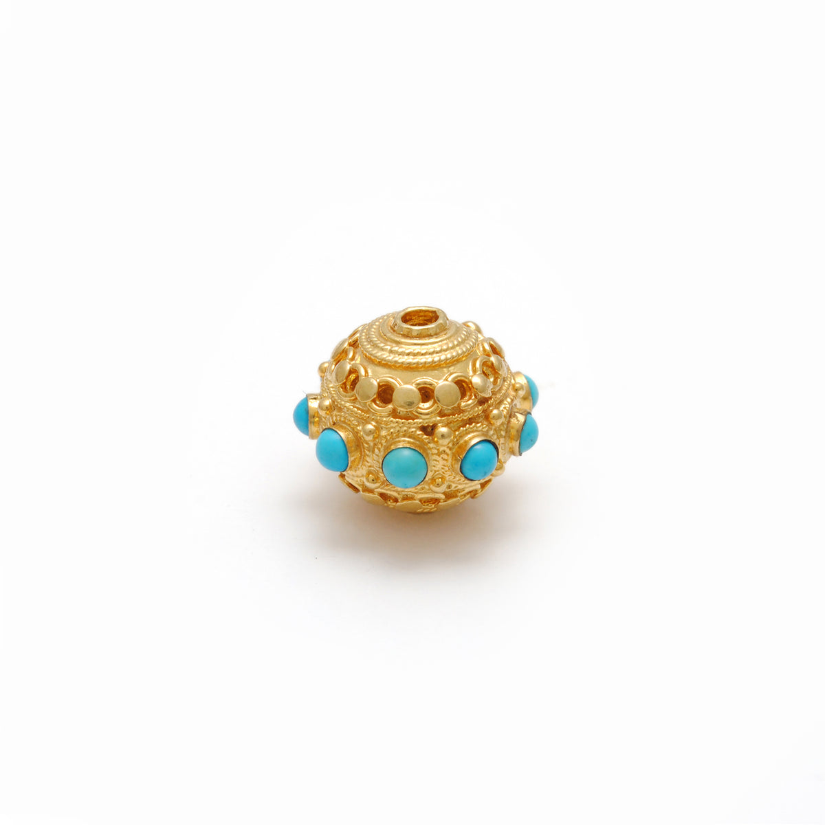 Turquoise Vintage Solid 18k Yellow Gold Spacer Charm Supplies