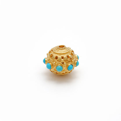 Turquoise Vintage Solid 18k Yellow Gold Spacer Charm Supplies