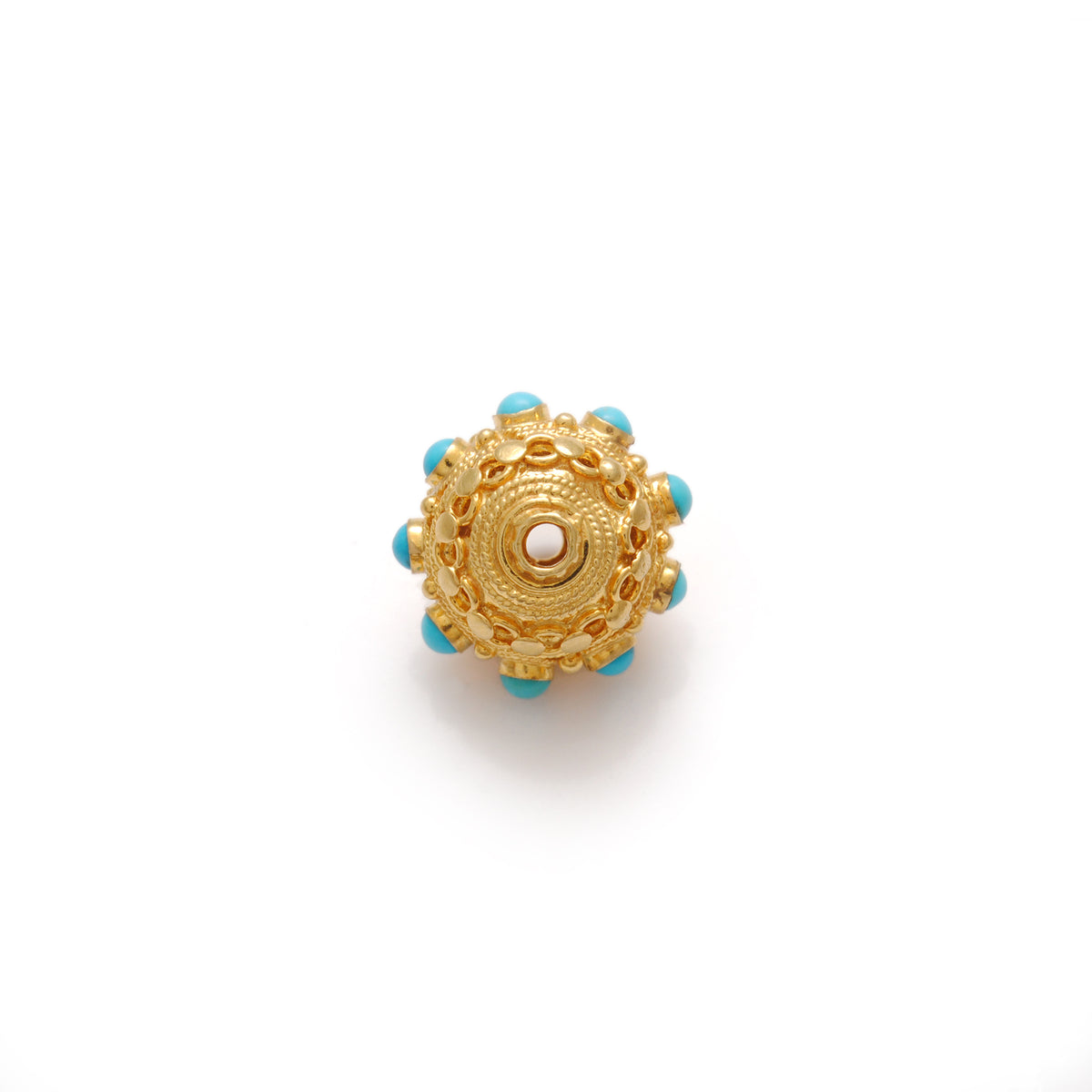 Turquoise Vintage Solid 18k Yellow Gold Spacer Charm Supplies