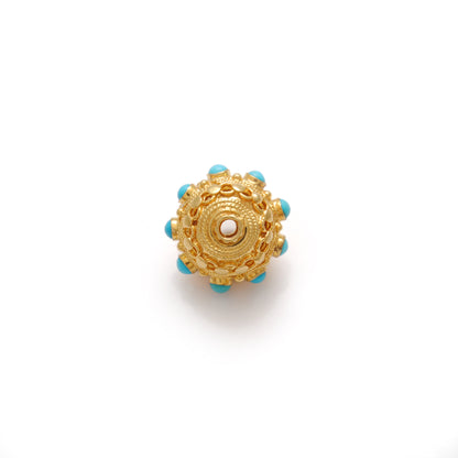 Turquoise Vintage Solid 18k Yellow Gold Spacer Charm Supplies