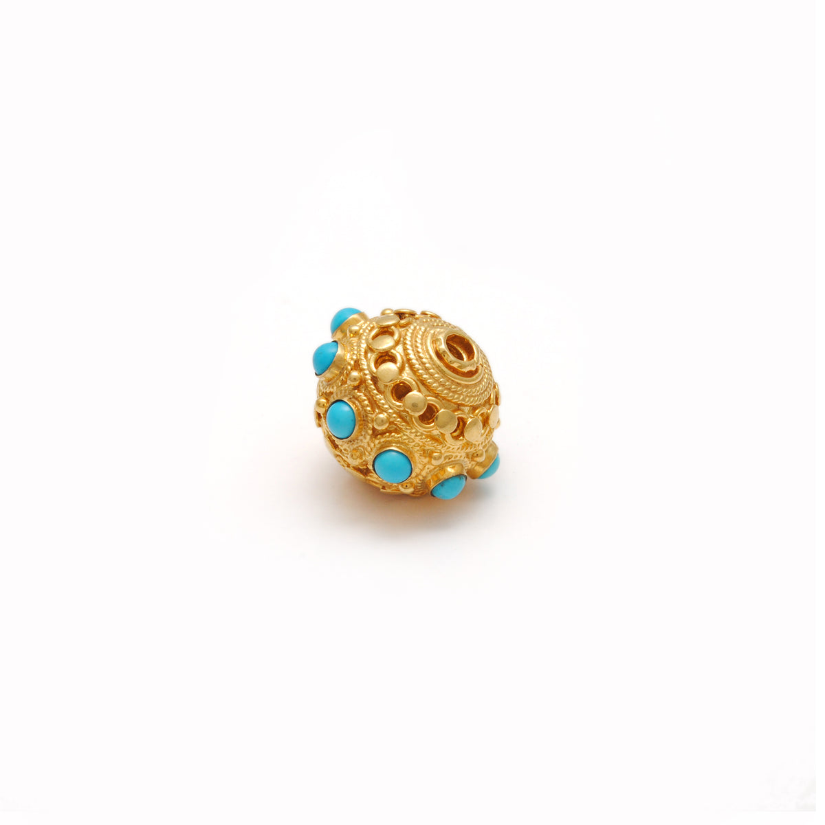 Turquoise Vintage Solid 18k Yellow Gold Spacer Charm Supplies