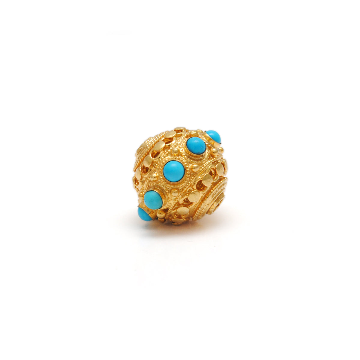 Turquoise Vintage Solid 18k Yellow Gold Spacer Charm Supplies