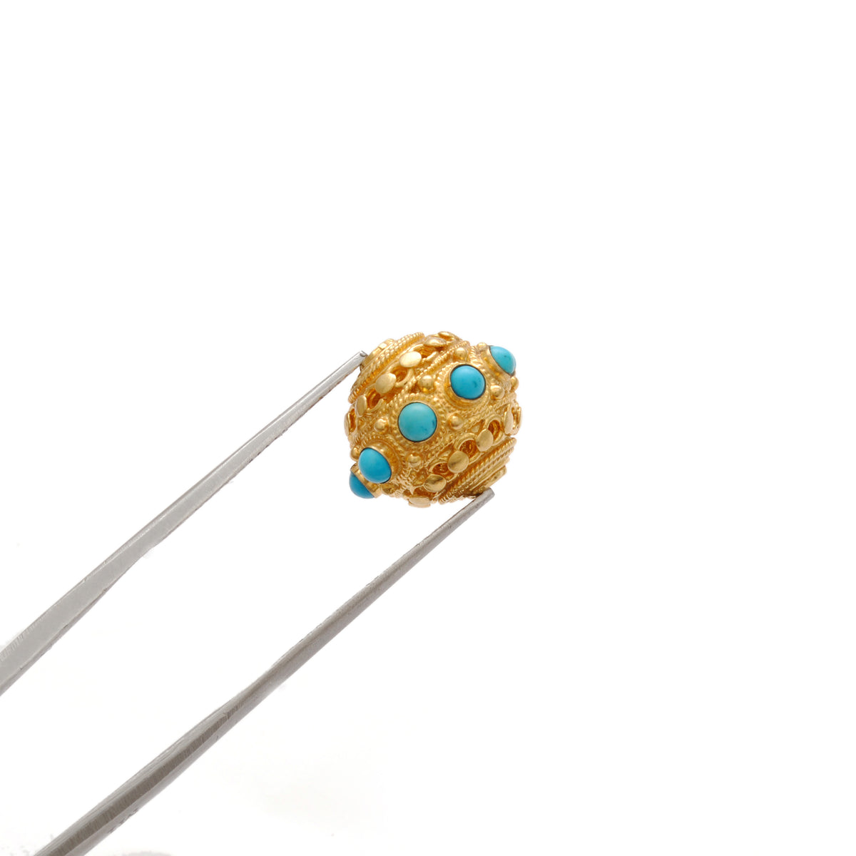 Turquoise Vintage Solid 18k Yellow Gold Spacer Charm Supplies