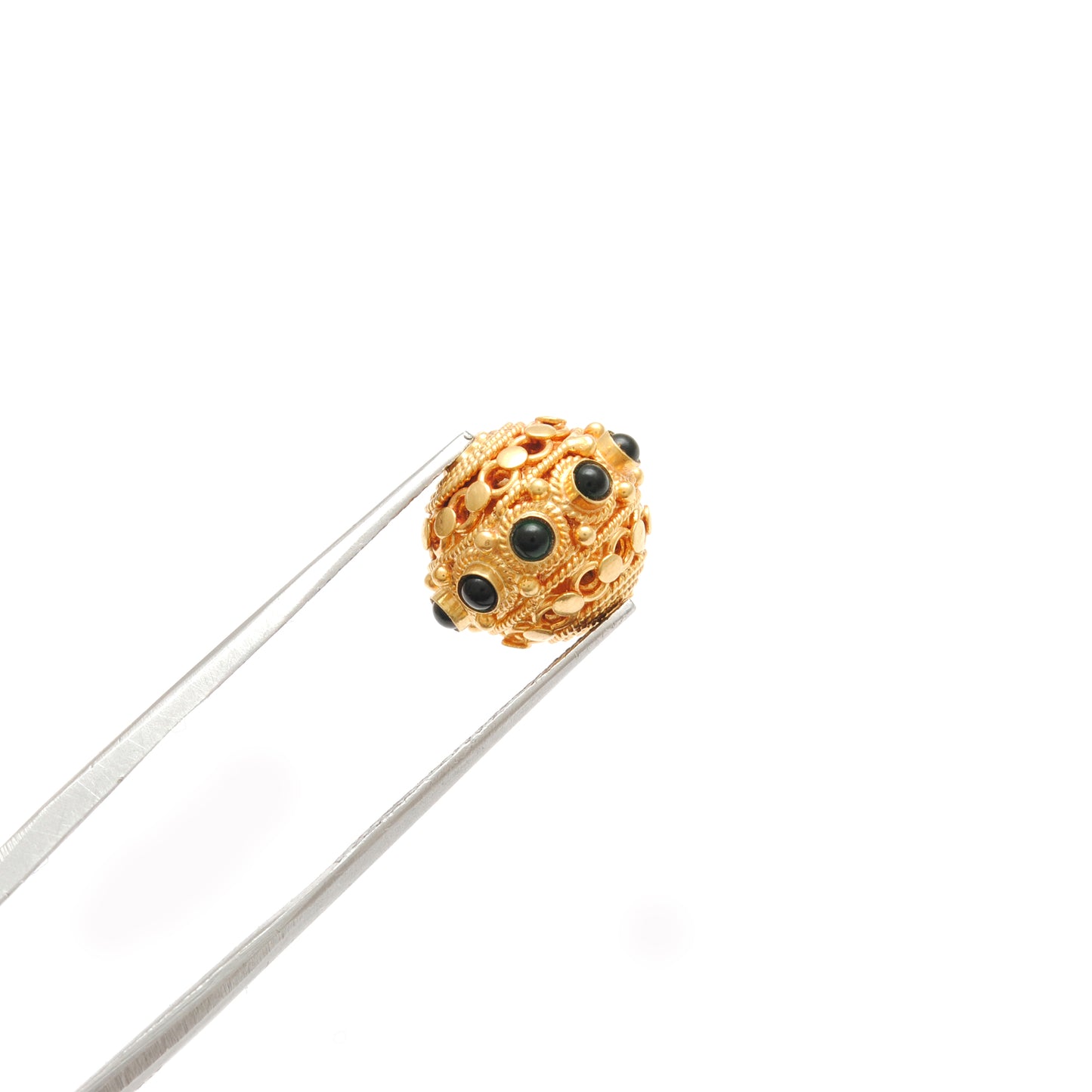 13X11MM 18K Yellow Gold Emerald Round Spacer Beads - Craft Supply