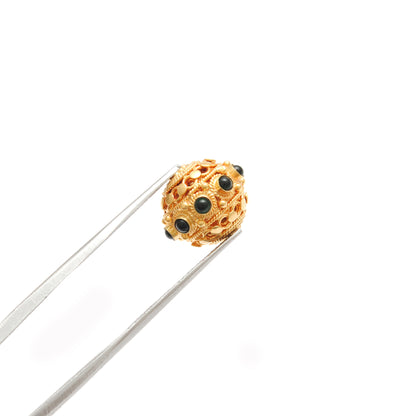 13X11MM 18K Yellow Gold Emerald Round Spacer Beads - Craft Supply