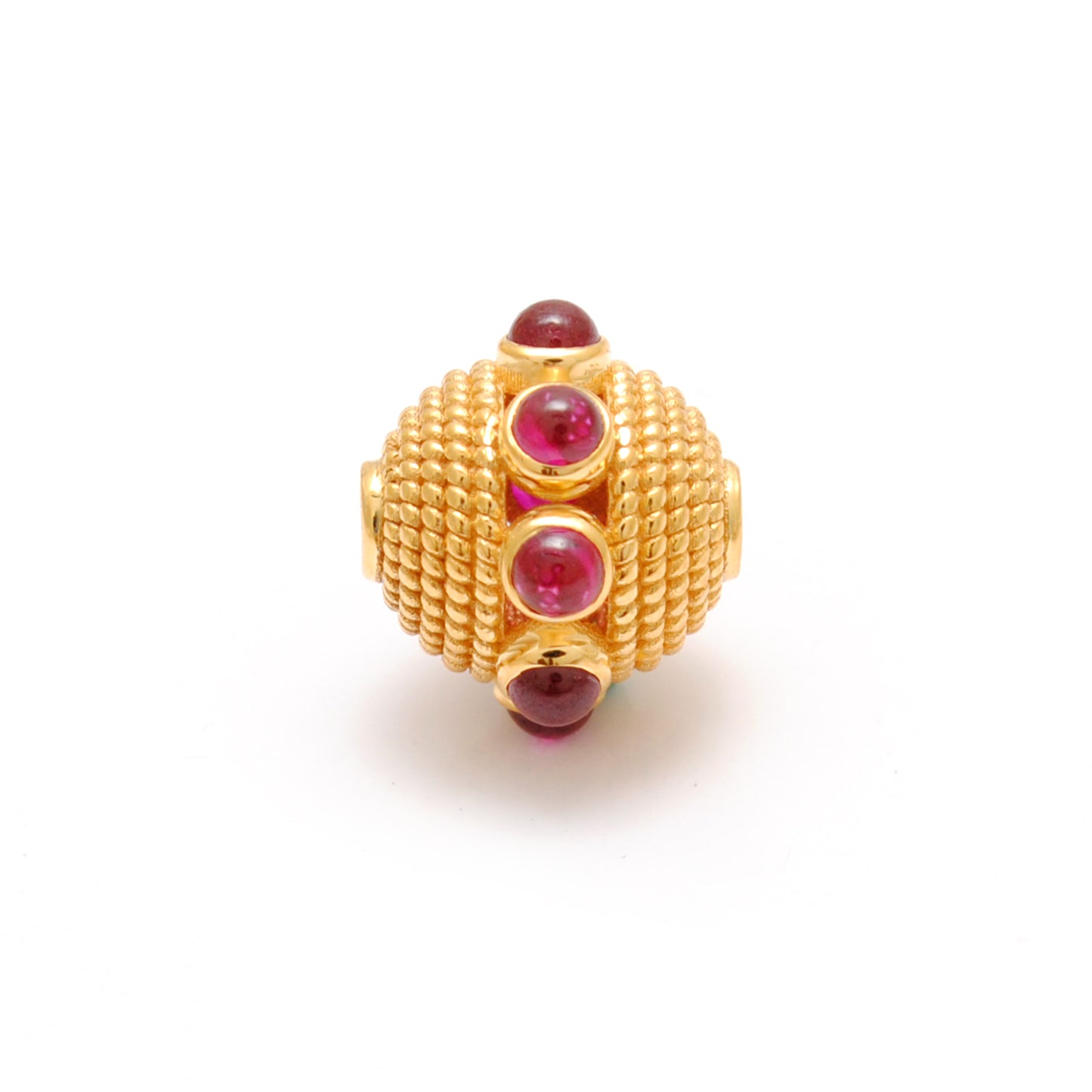 18k Yellow Gold Ruby Round Spacer Beads