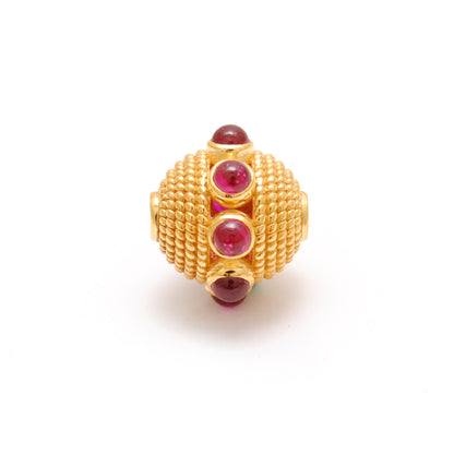 18k Yellow Gold Ruby Round Spacer Beads