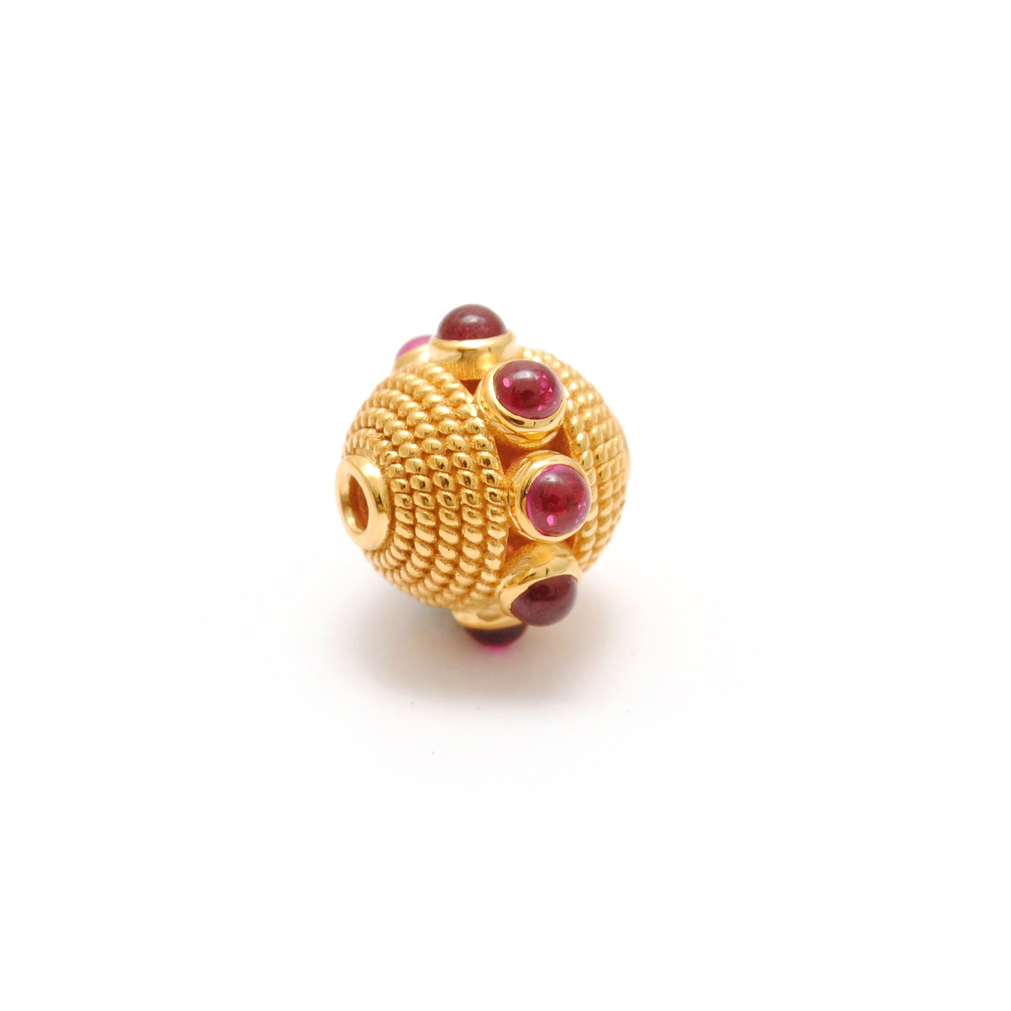 18k Yellow Gold Ruby Round Spacer Beads