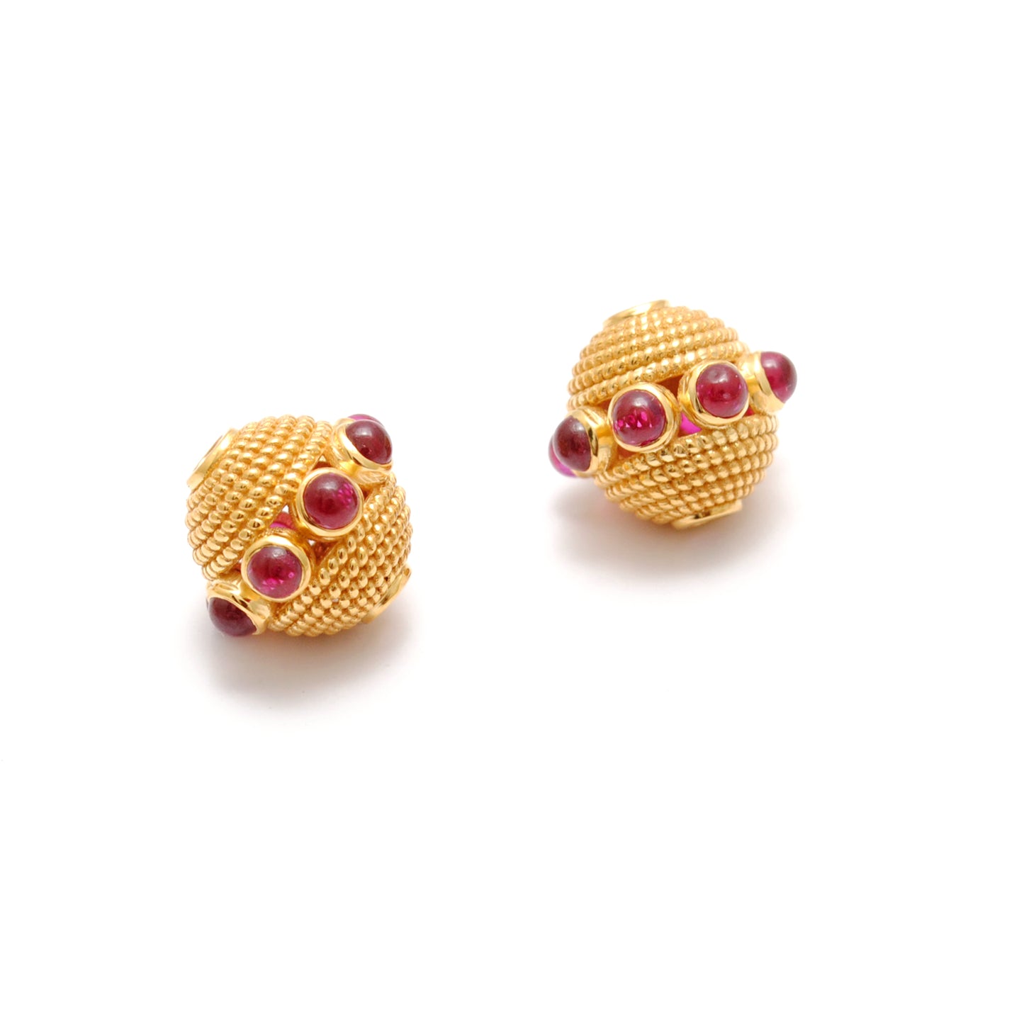 18k Yellow Gold Ruby Round Spacer Beads