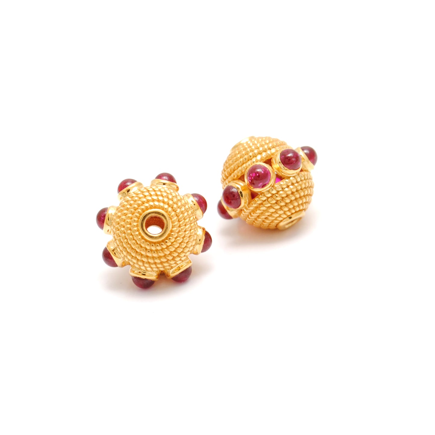 18k Yellow Gold Ruby Round Spacer Beads