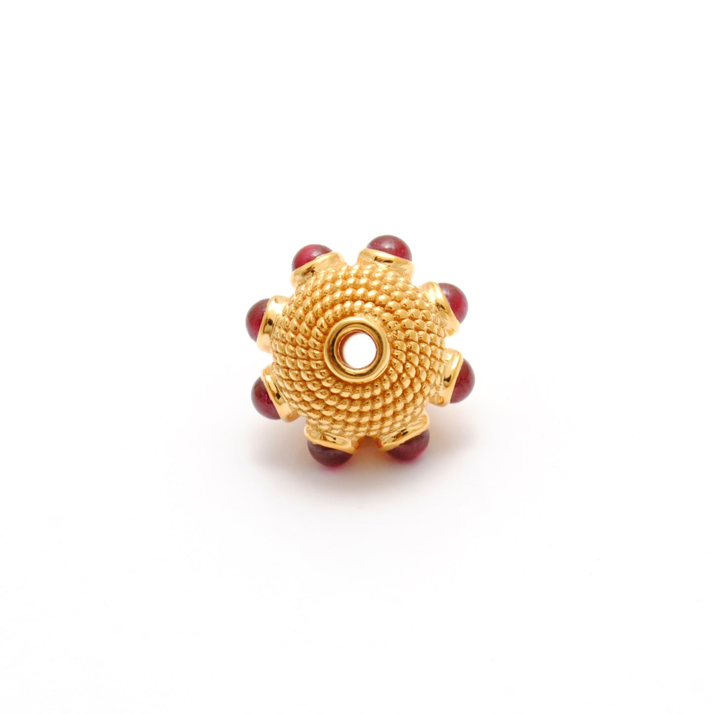 18k Yellow Gold Ruby Round Spacer Beads