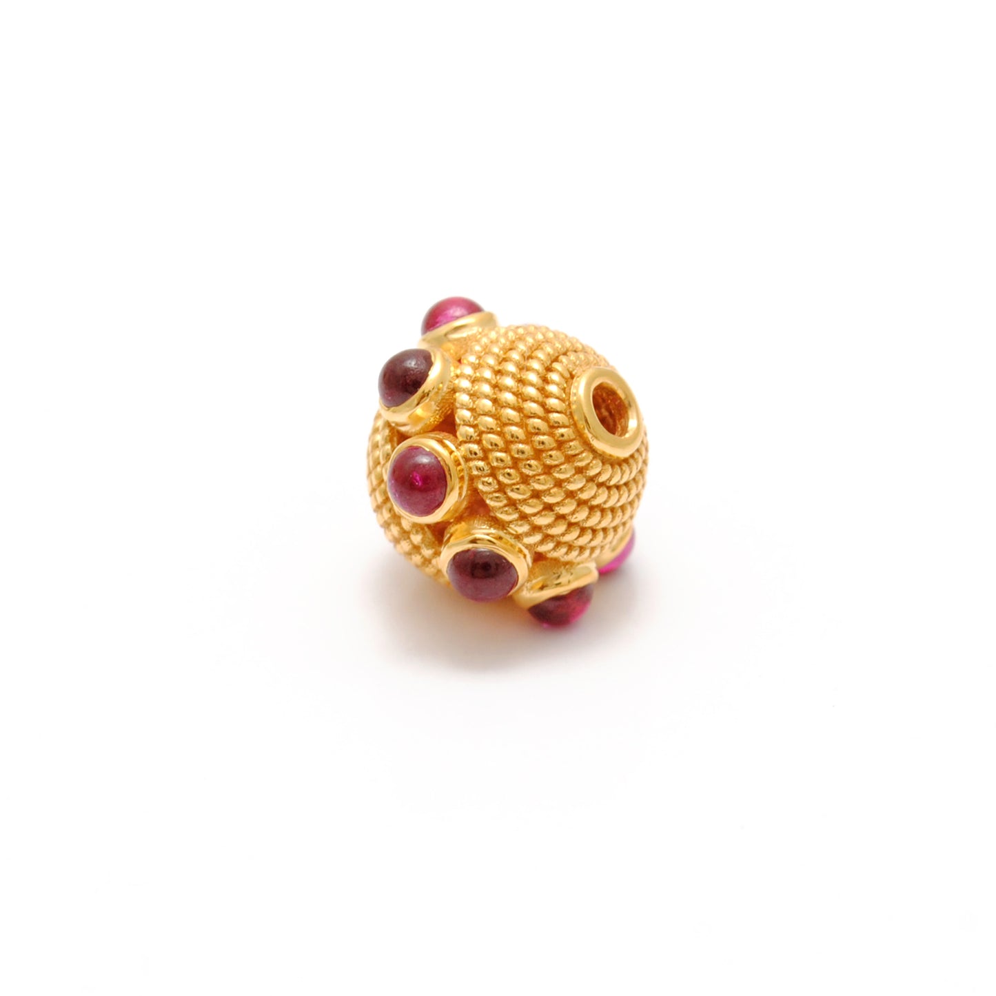 18k Yellow Gold Ruby Round Spacer Beads