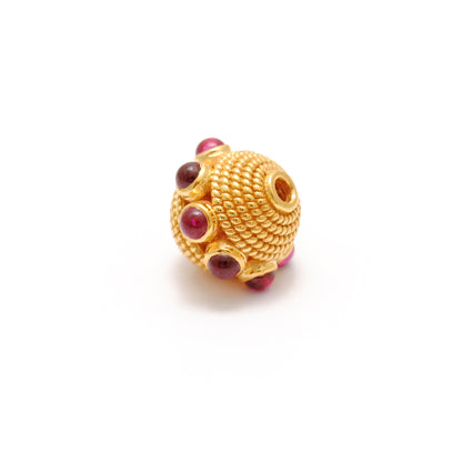 18k Yellow Gold Ruby Round Spacer Beads