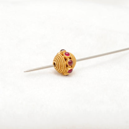 18k Yellow Gold Ruby Round Spacer Beads