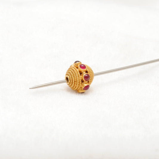 18k Yellow Gold Ruby Round Spacer Beads