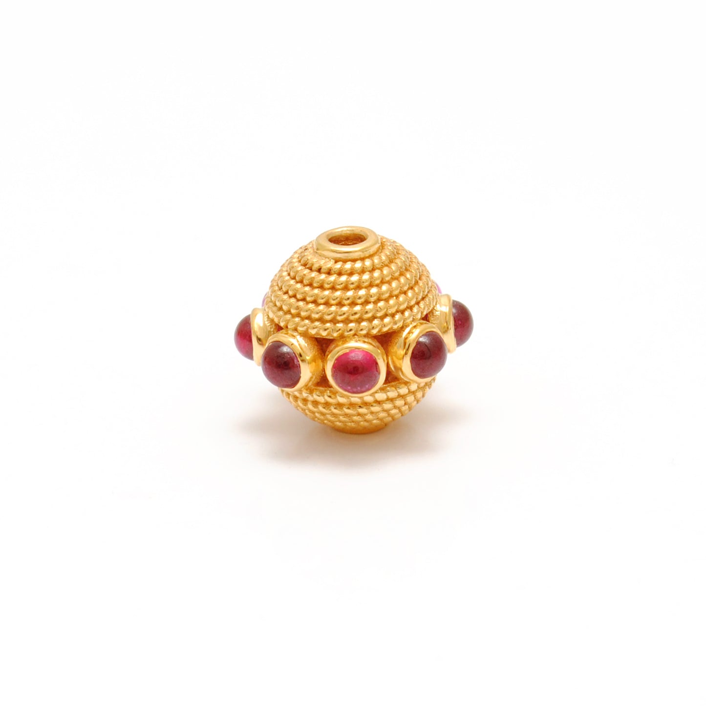 18k Yellow Gold Ruby Round Spacer Beads