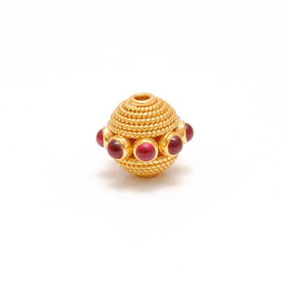 18k Yellow Gold Ruby Round Spacer Beads
