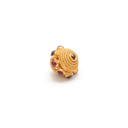 18k Yellow Gold Ruby Round Spacer Beads