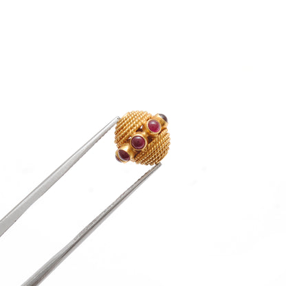 18k Yellow Gold Ruby Round Spacer Beads