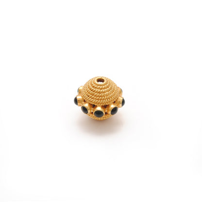 18K Solid Yellow Gold Emerald Round Spacer Beads 12mm