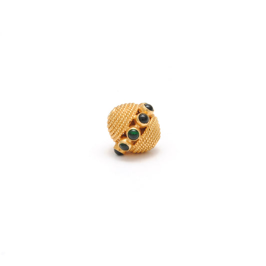 18K Solid Yellow Gold Emerald Round Spacer Beads 12mm