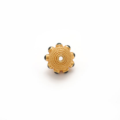 18K Solid Yellow Gold Emerald Round Spacer Beads 12mm