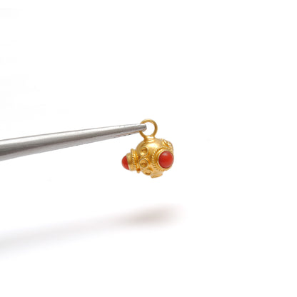 18k Yellow Gold Fancy Coral Charm Pendant 9x8mm