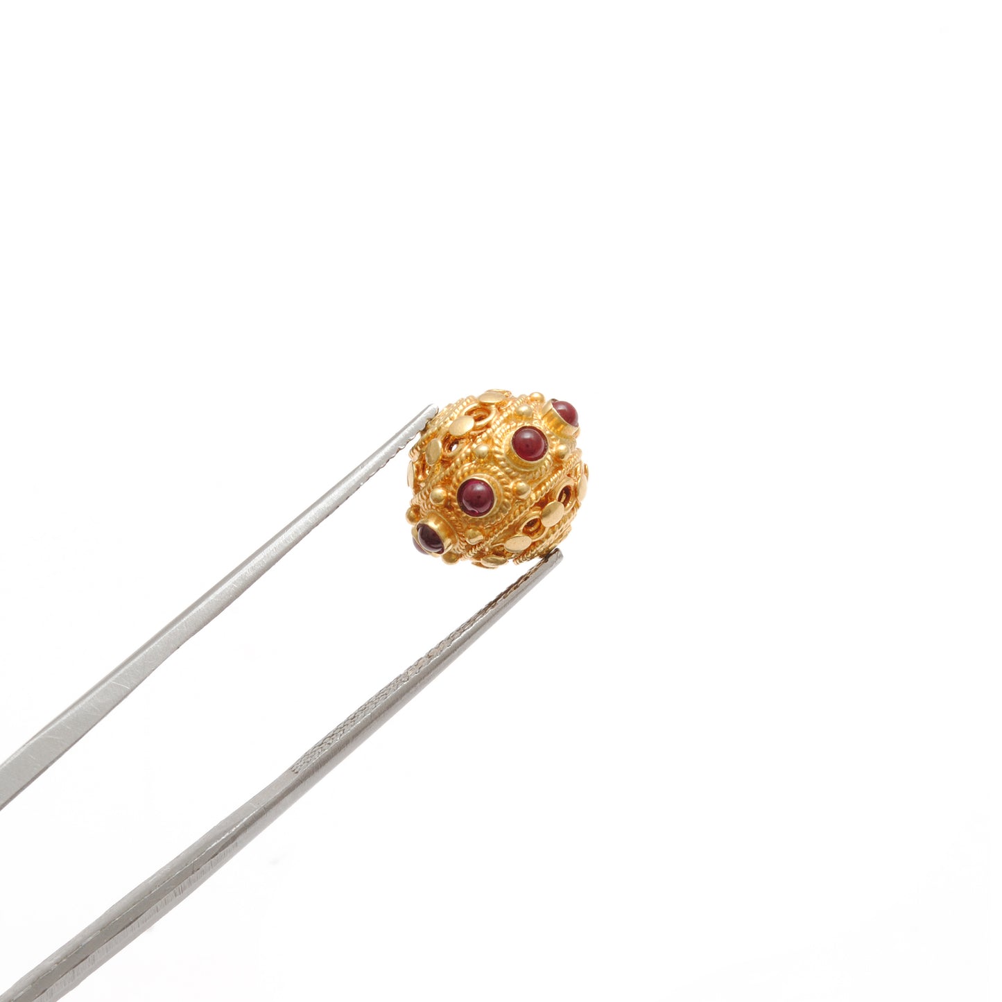 13X10MM 18K Yellow Gold Ruby Round Spacer Beads Finding