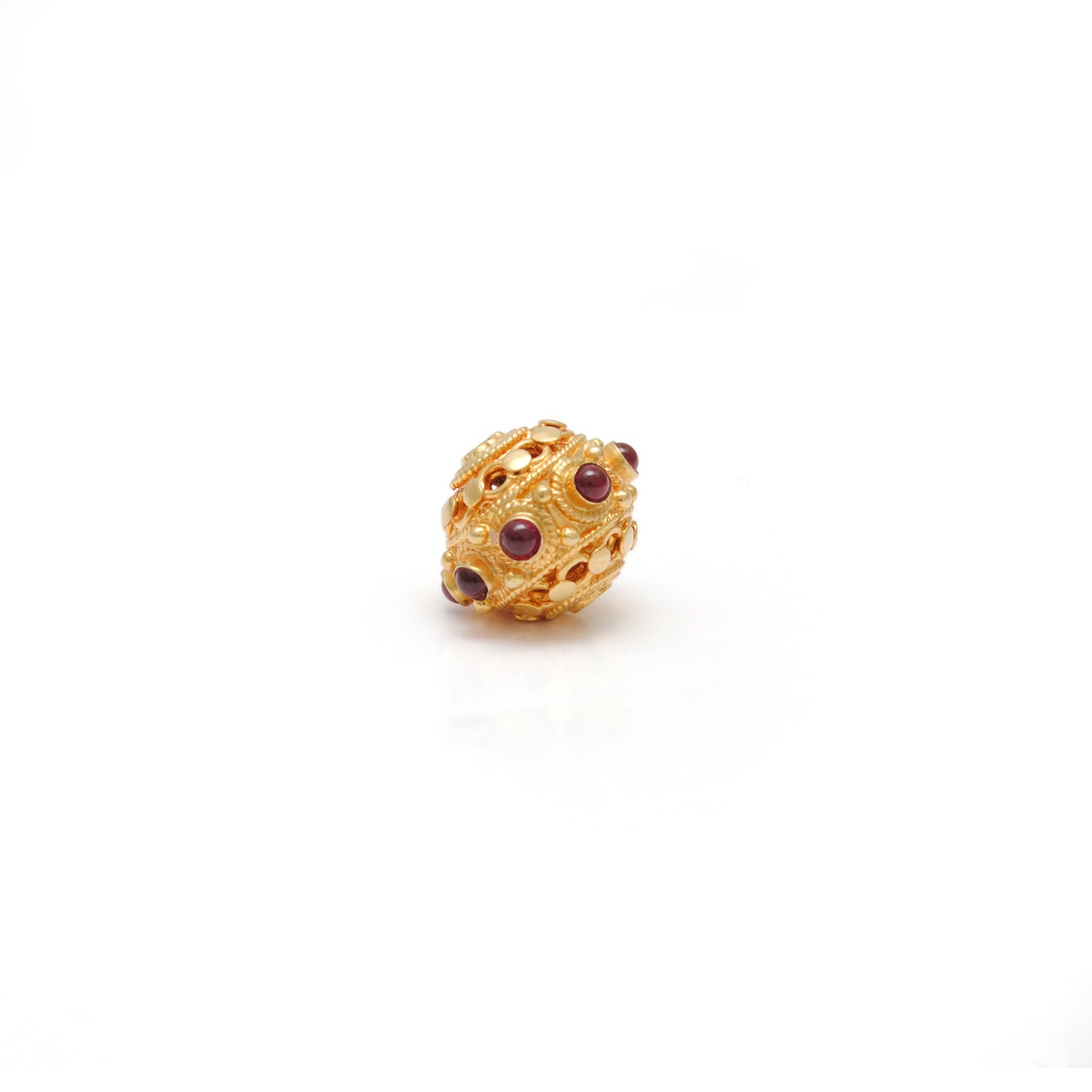13X10MM 18K Yellow Gold Ruby Round Spacer Beads Finding