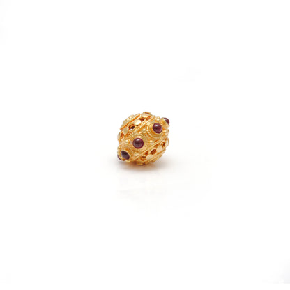 13X10MM 18K Yellow Gold Ruby Round Spacer Beads Finding
